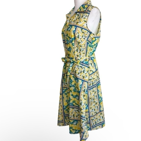 Chloe+Rene Lemon Print Retro 70s Style Fit and Flare Poplin Midi Sundress Sz S - Picture 6 of 16